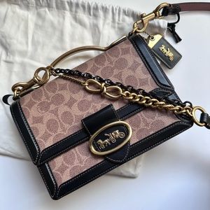 COACH RILEY 22 Signature Crossbody Bag Black/Tan